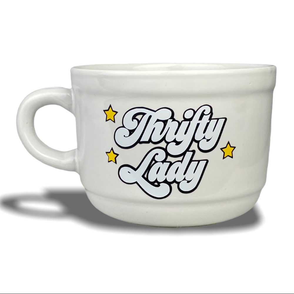 Thrifty Lady Large White Coffee Latte Mug - Picture 1 of 4